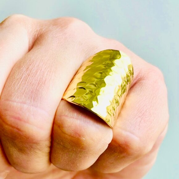 Hammered Gold Statement Ring - Picture 3 of 9